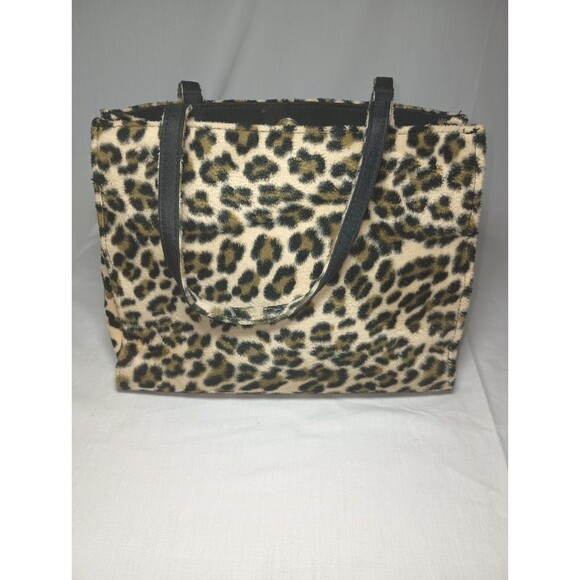 Cheetah Print Shoulder Baquette Pocketbook Purse Faux Fur Academia Y2K Mob Wife - Picture 1 of 6